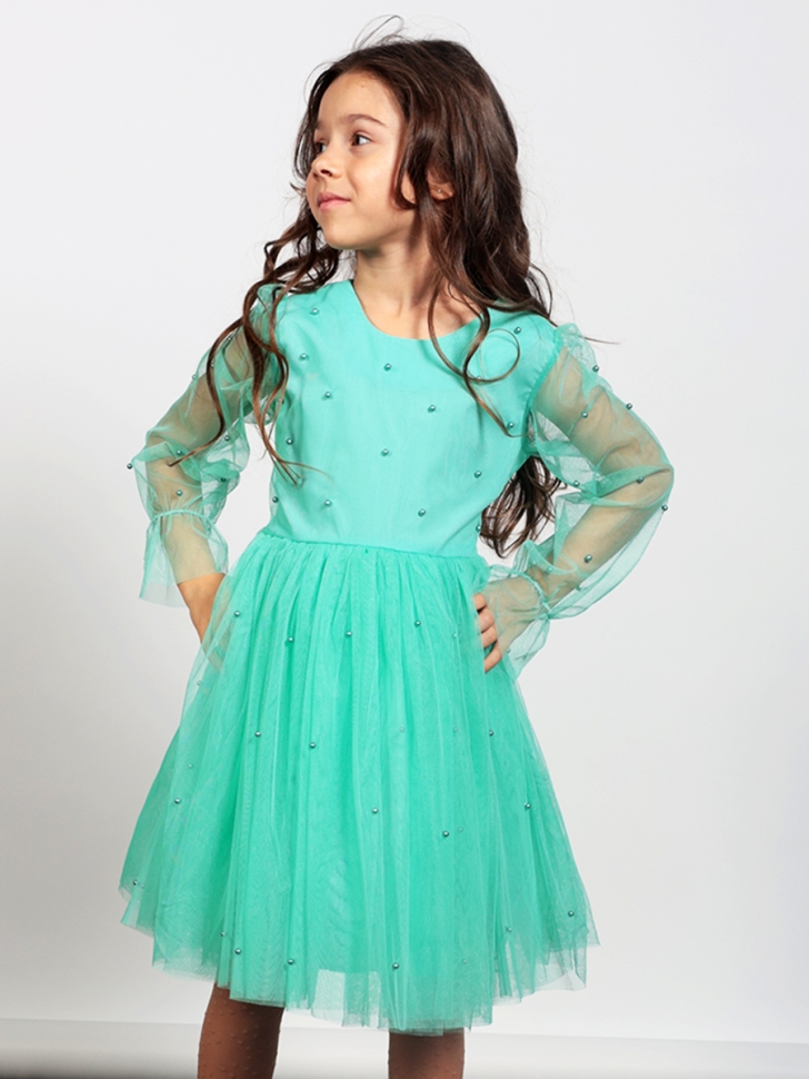 Платье для девочки нарядное БУШОН ST511, цвет бирюзовый 