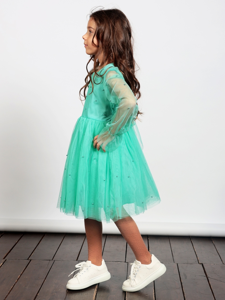 Платье для девочки нарядное БУШОН ST511, цвет бирюзовый 