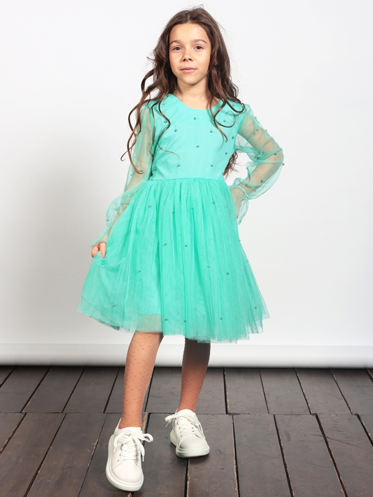 Платье для девочки нарядное БУШОН ST511, цвет бирюзовый 