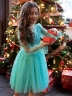 Платье для девочки нарядное БУШОН ST511, цвет бирюзовый 