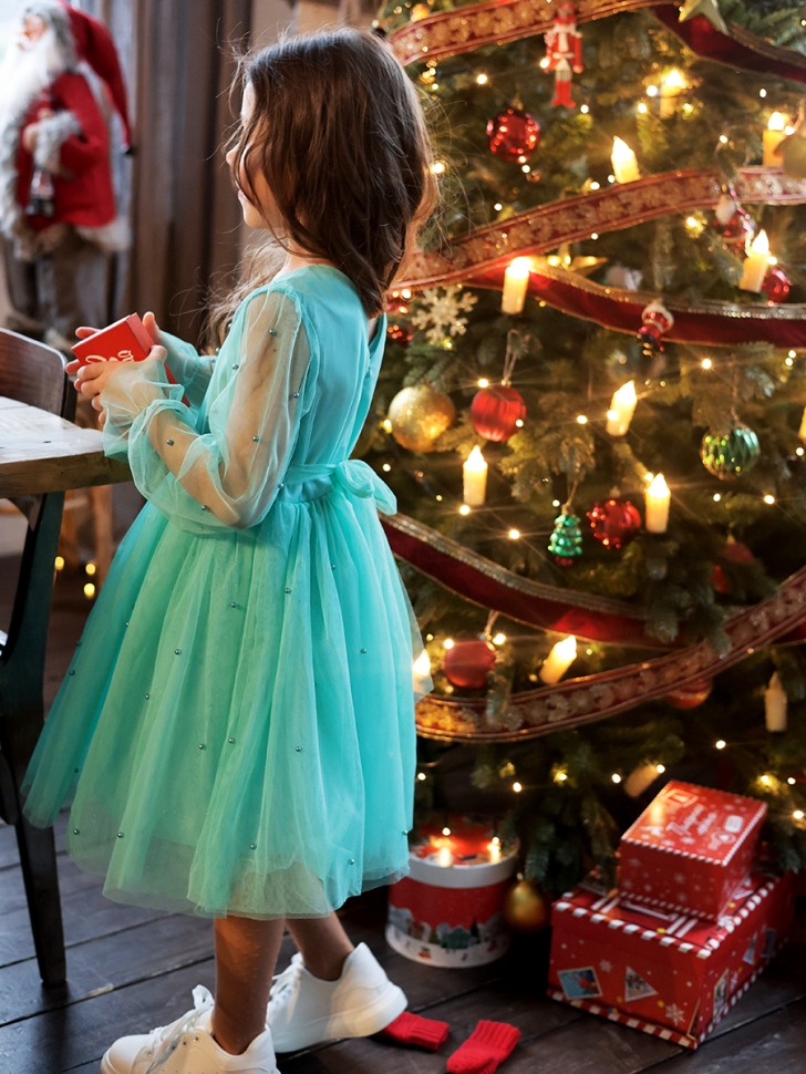 Платье для девочки нарядное БУШОН ST511, цвет бирюзовый 