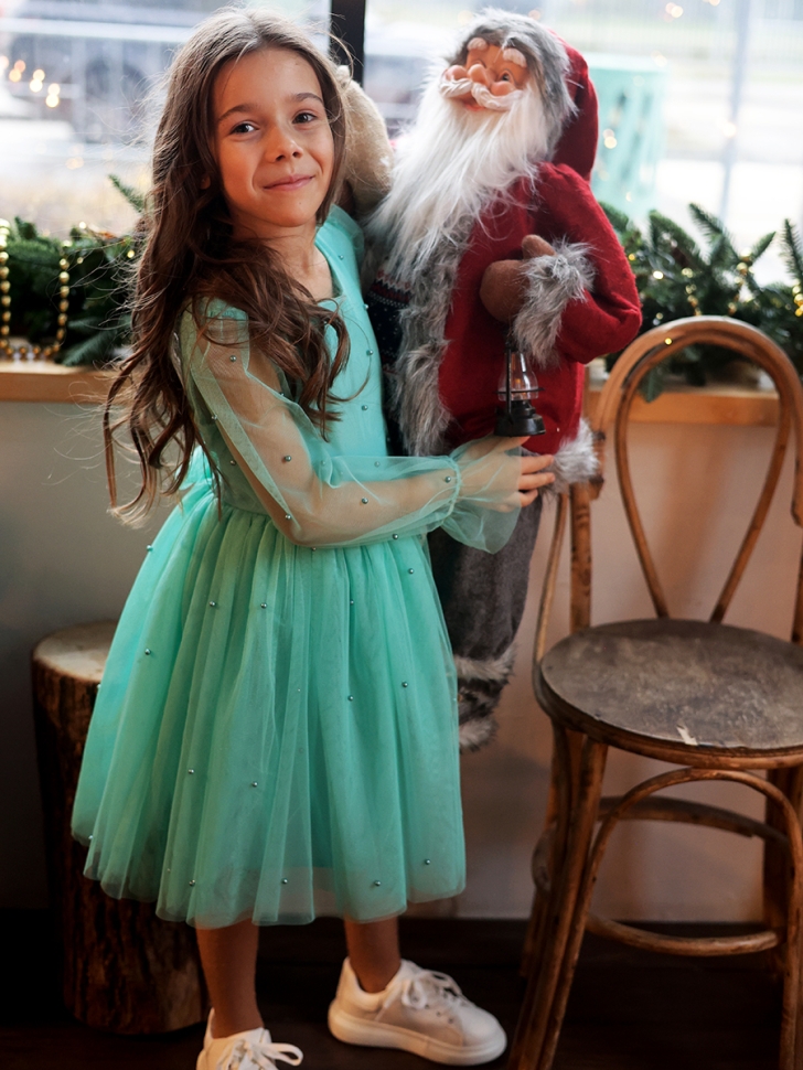 Платье для девочки нарядное БУШОН ST511, цвет бирюзовый 