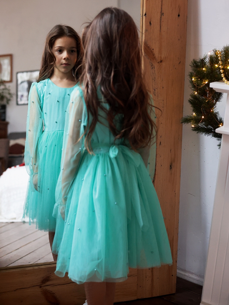 Платье для девочки нарядное БУШОН ST511, цвет бирюзовый 