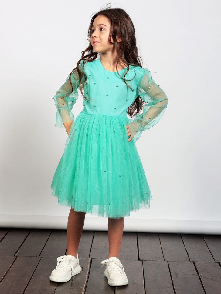 Платье для девочки нарядное БУШОН ST511, цвет бирюзовый 