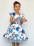 Платье для девочки нарядное БУШОН ST30, стиляги, цвет голубой цветы 