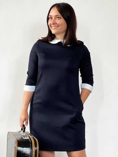 Платье для девочки школьное БУШОН SK23, цвет темно-синий