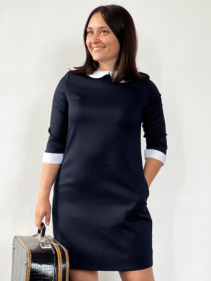 Платье для девочки школьное БУШОН SK23, цвет темно-синий 