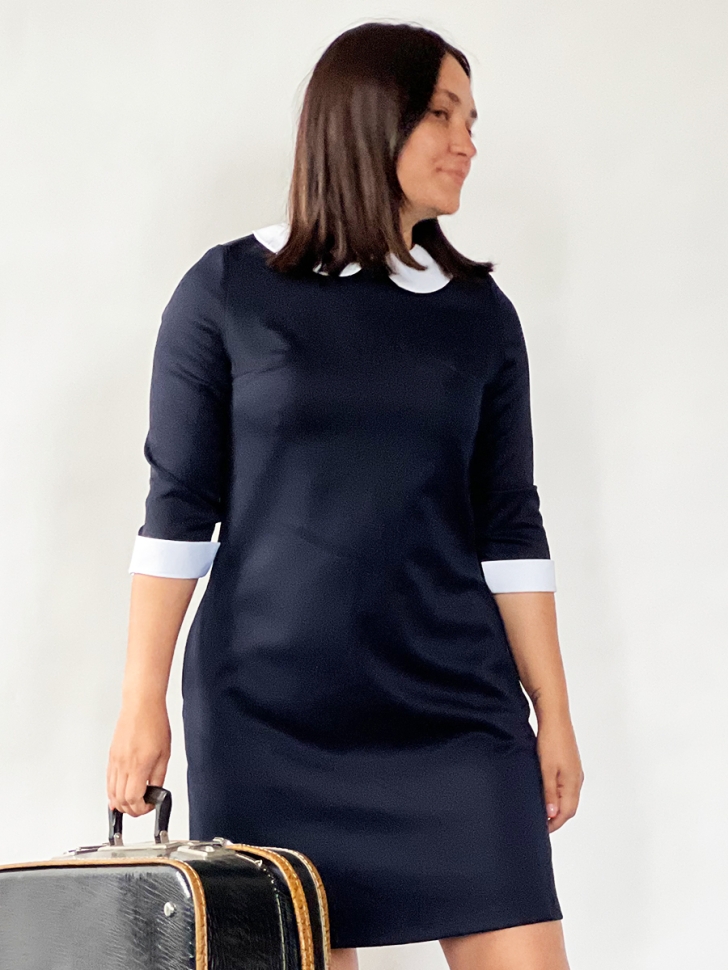 Платье для девочки школьное БУШОН SK23, цвет темно-синий 