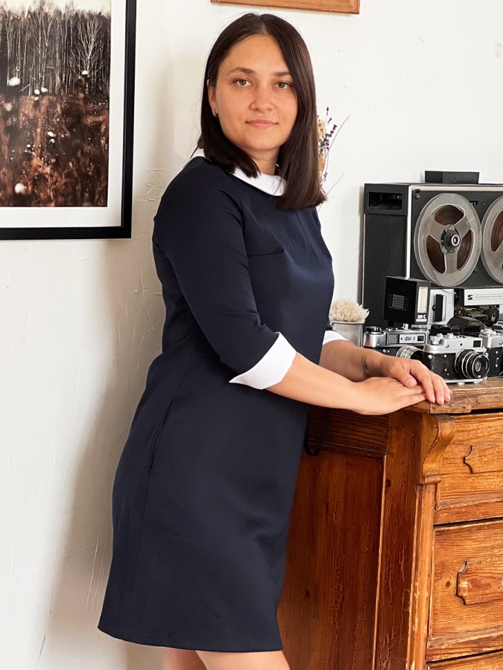 Платье для девочки школьное БУШОН SK23, цвет темно-синий 