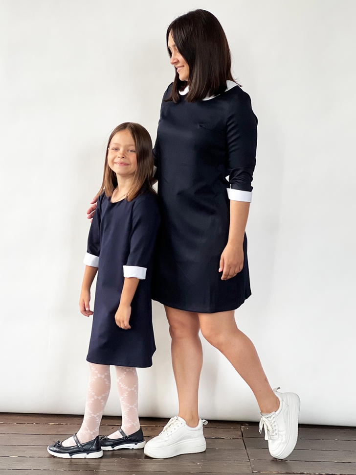 Платье для девочки школьное БУШОН SK23, цвет темно-синий 
