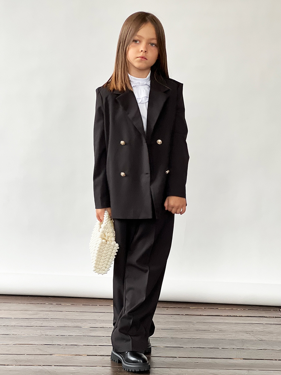 Костюм для девочки пиджак и брюки БУШОН SK80, цвет черный 