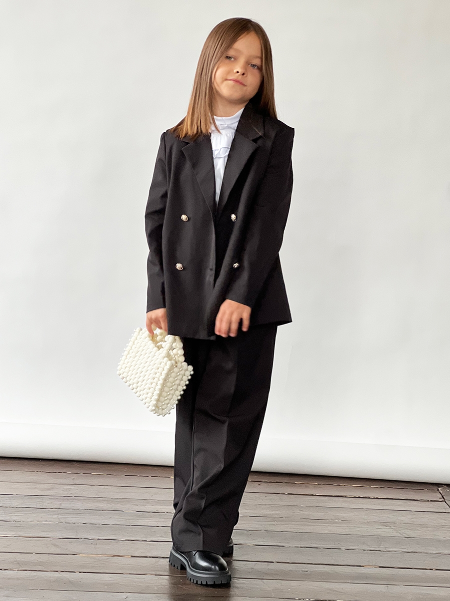 Костюм для девочки пиджак и брюки БУШОН SK80, цвет черный 
