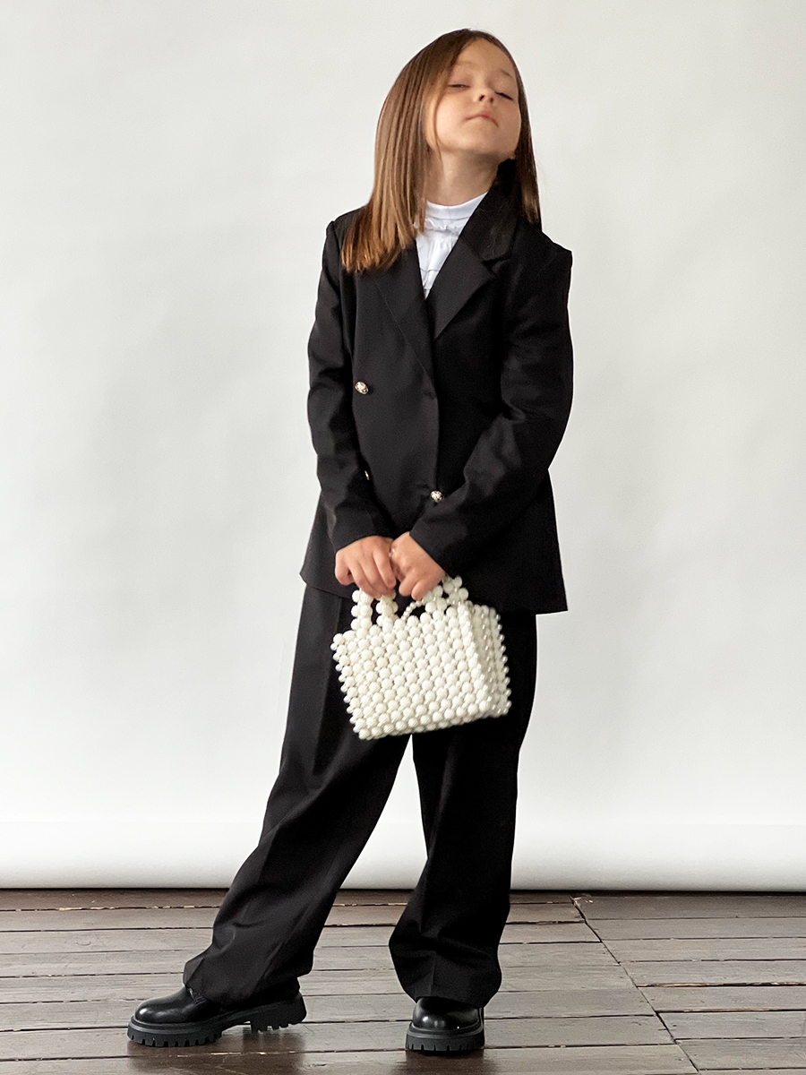 Костюм для девочки пиджак и брюки БУШОН SK80, цвет черный 