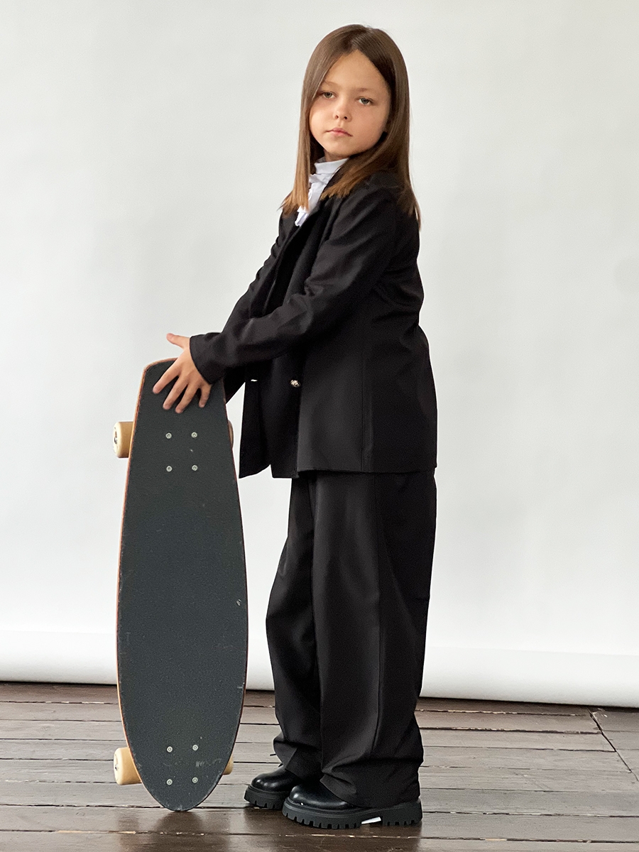 Костюм для девочки пиджак и брюки БУШОН SK80, цвет черный 