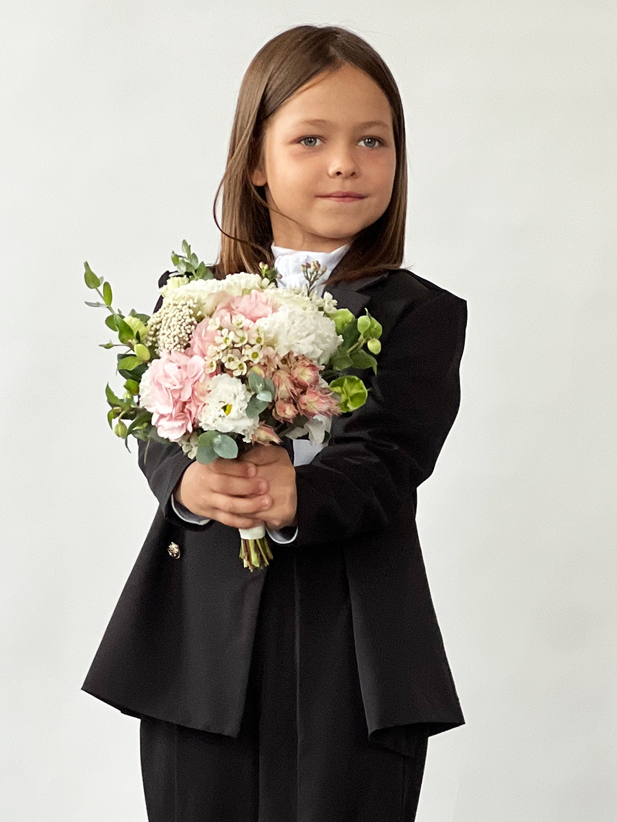 Костюм для девочки пиджак и брюки БУШОН SK80, цвет черный 