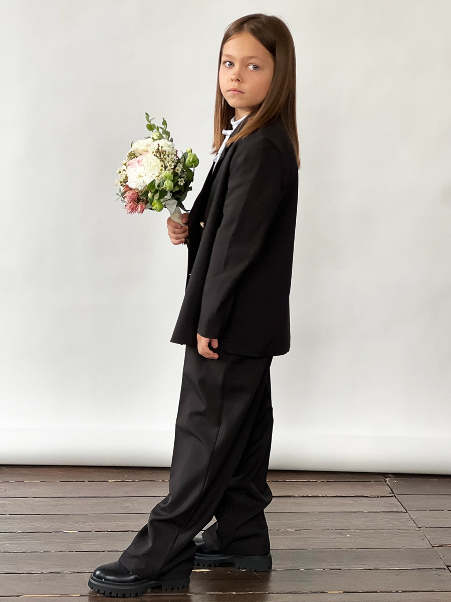 Костюм для девочки пиджак и брюки БУШОН SK80, цвет черный 