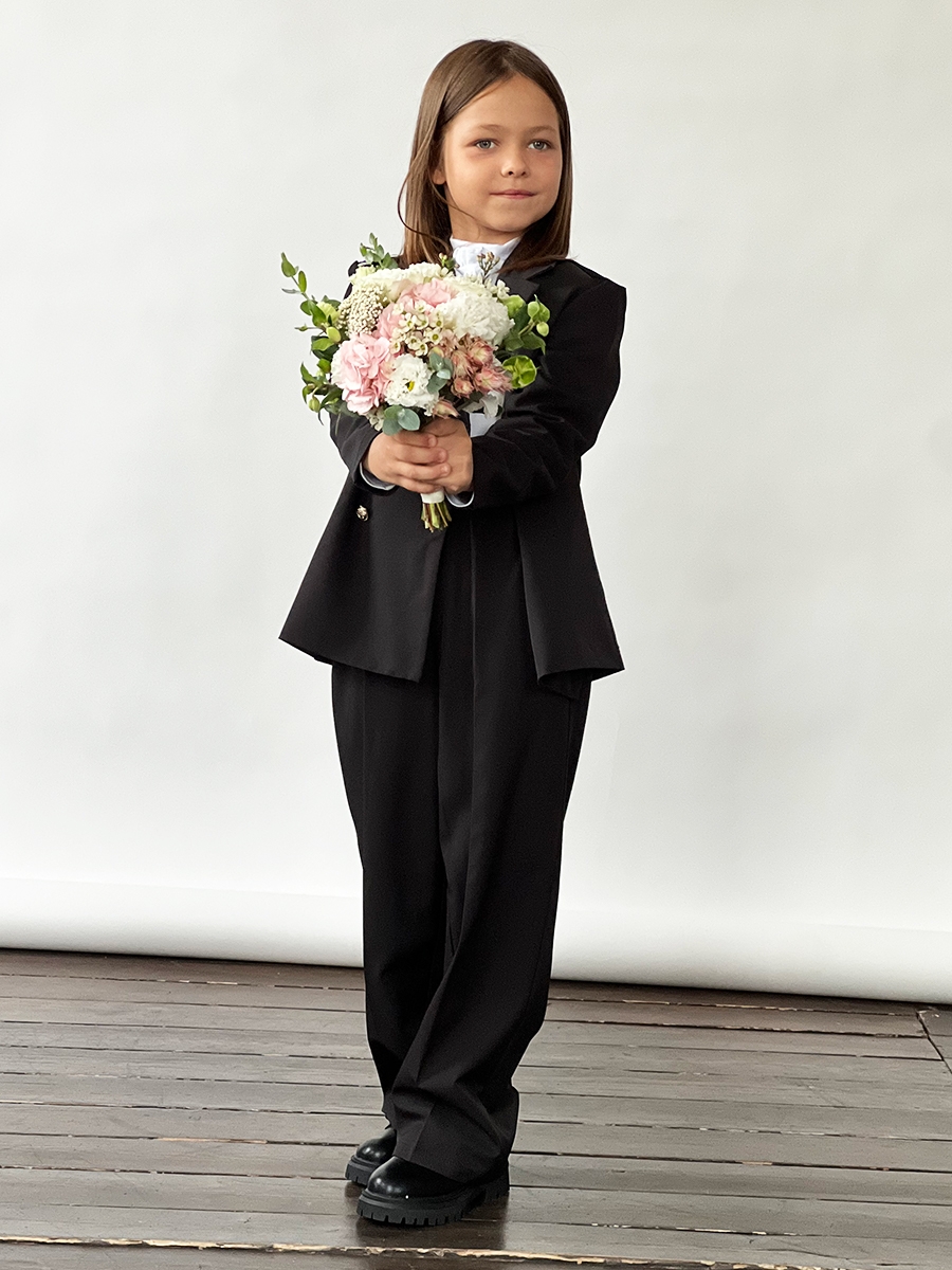 Костюм для девочки пиджак и брюки БУШОН SK80, цвет черный 