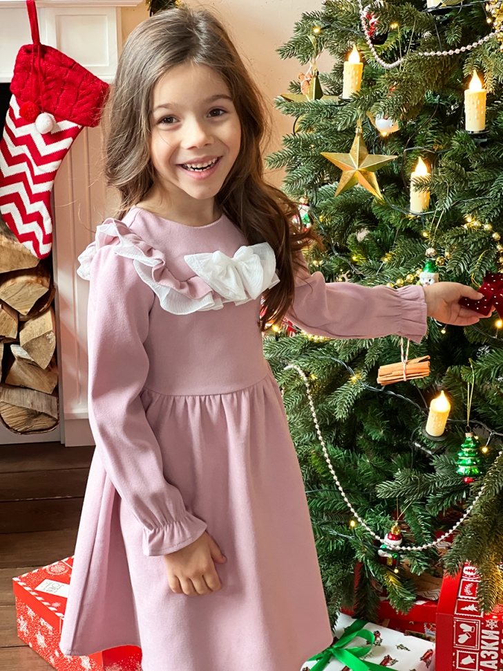 Платье для девочки нарядное БУШОН ST59, цвет пудровый 