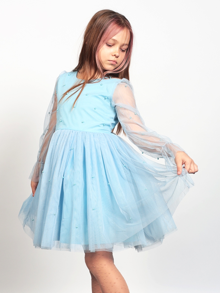 Платье для девочки нарядное БУШОН ST511, цвет голубой 