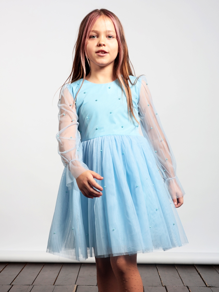 Платье для девочки нарядное БУШОН ST511, цвет голубой 