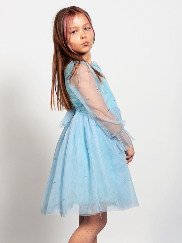 Платье для девочки нарядное БУШОН ST511, цвет голубой 