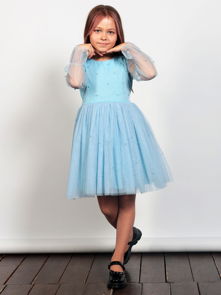 Платье для девочки нарядное БУШОН ST511, цвет голубой 