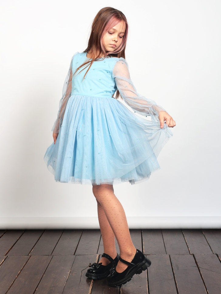 Платье для девочки нарядное БУШОН ST511, цвет голубой 