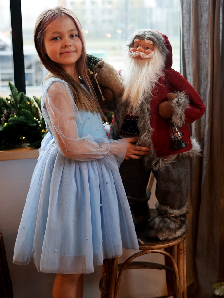 Платье для девочки нарядное БУШОН ST511, цвет голубой 