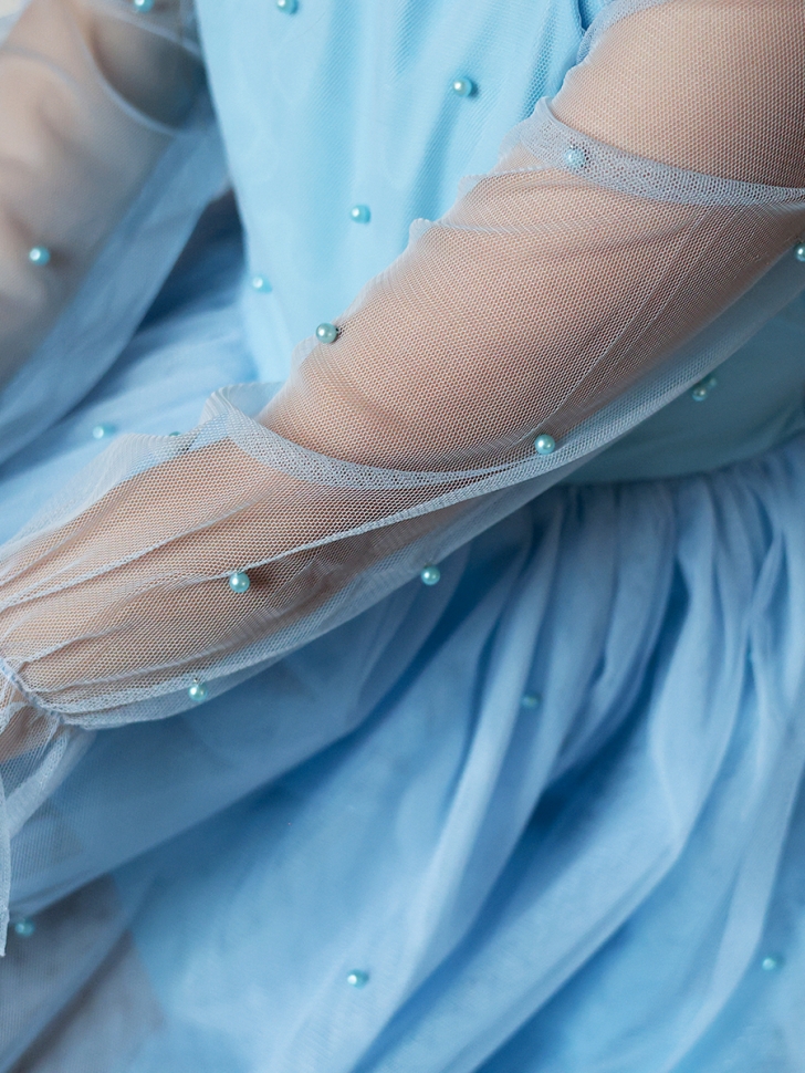 Платье для девочки нарядное БУШОН ST511, цвет голубой 