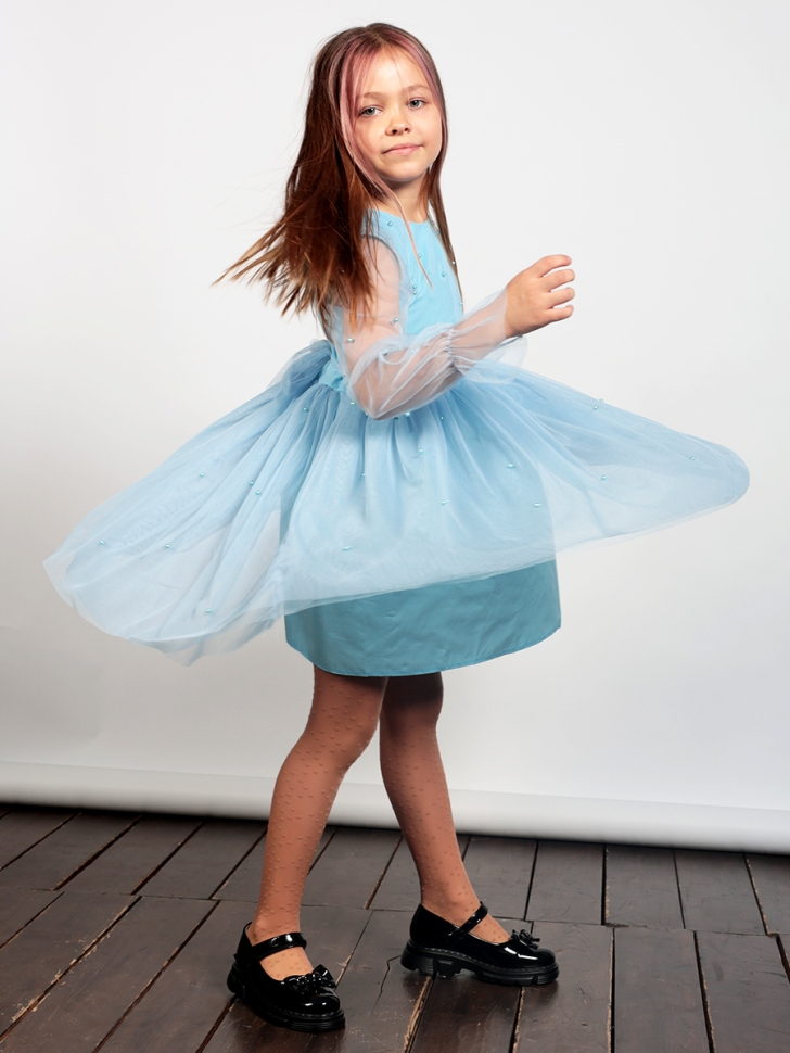 Платье для девочки нарядное БУШОН ST511, цвет голубой 