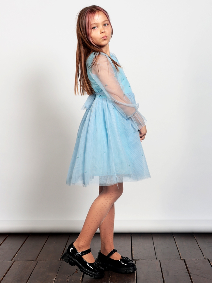 Платье для девочки нарядное БУШОН ST511, цвет голубой 