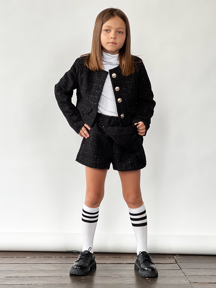 Костюм для девочки пиждак и юбка-шорты БУШОН SK80, цвет черный 