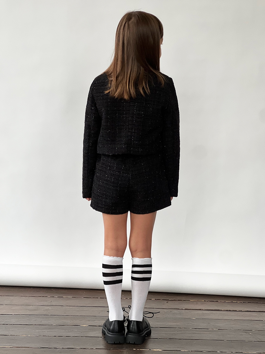 Костюм для девочки пиждак и юбка-шорты БУШОН SK80, цвет черный 