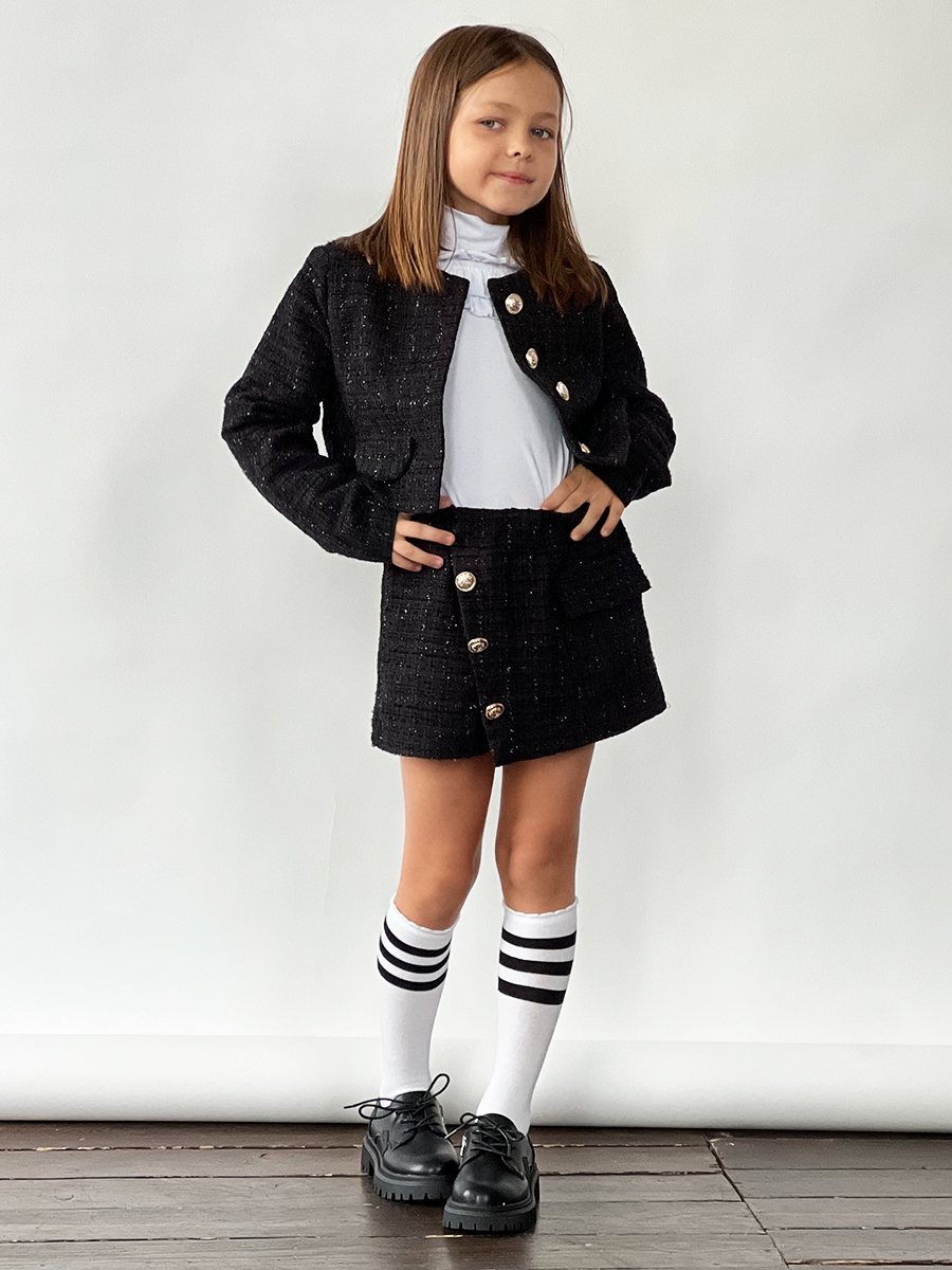 Костюм для девочки пиждак и юбка-шорты БУШОН SK80, цвет черный 