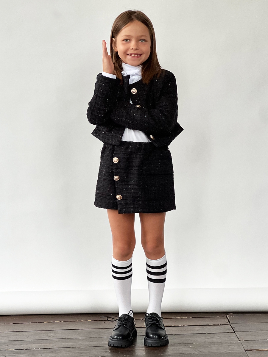 Костюм для девочки пиждак и юбка-шорты БУШОН SK80, цвет черный 