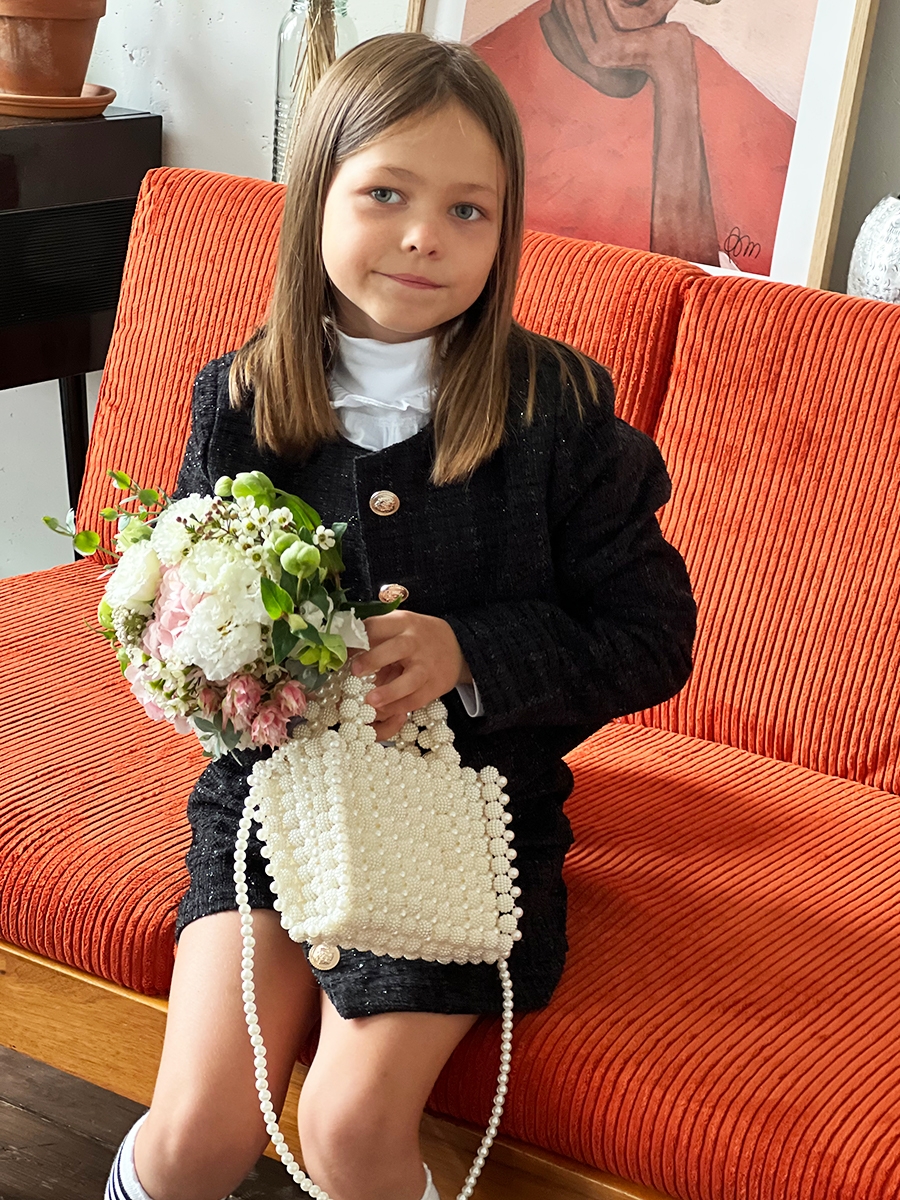 Костюм для девочки пиждак и юбка-шорты БУШОН SK80, цвет черный 