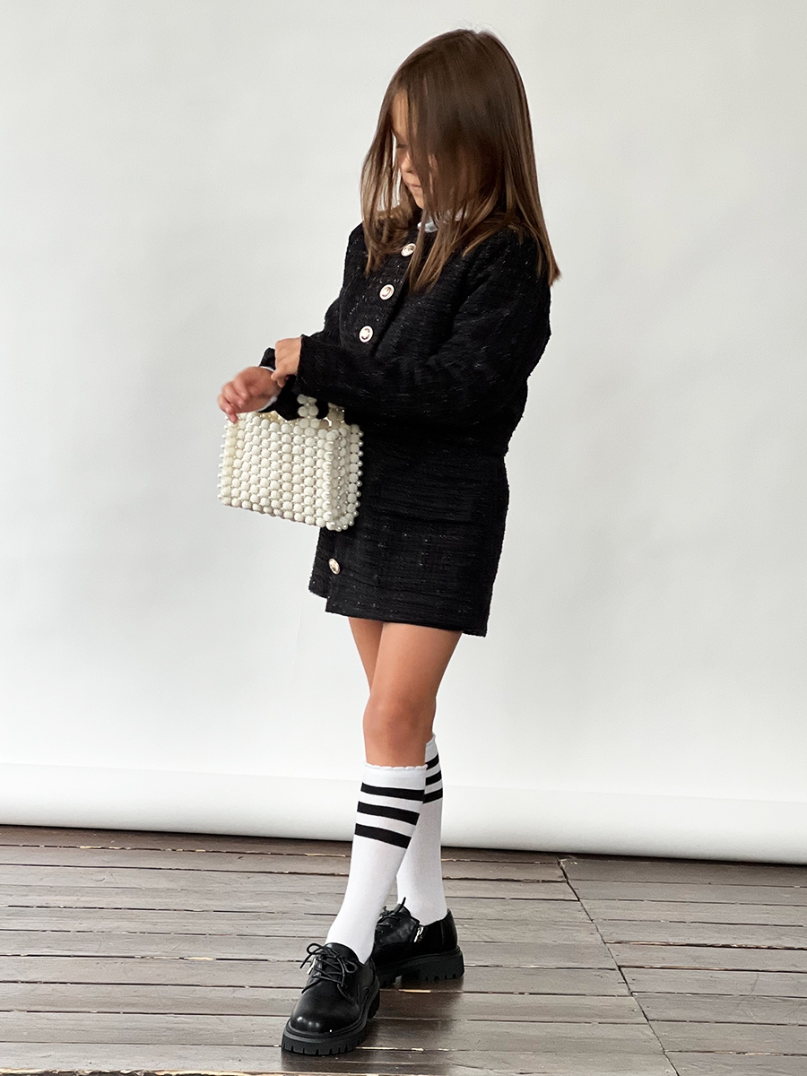 Костюм для девочки пиждак и юбка-шорты БУШОН SK80, цвет черный 