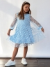 Платье для девочки нарядное БУШОН ST53, цвет голубой/белый горох