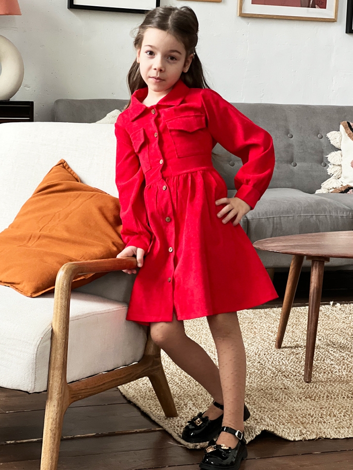 Платье для девочки школьное БУШОН ST73, цвет красный 