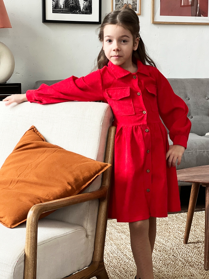 Платье для девочки школьное БУШОН ST73, цвет красный 