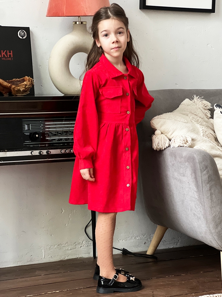 Платье для девочки школьное БУШОН ST73, цвет красный 