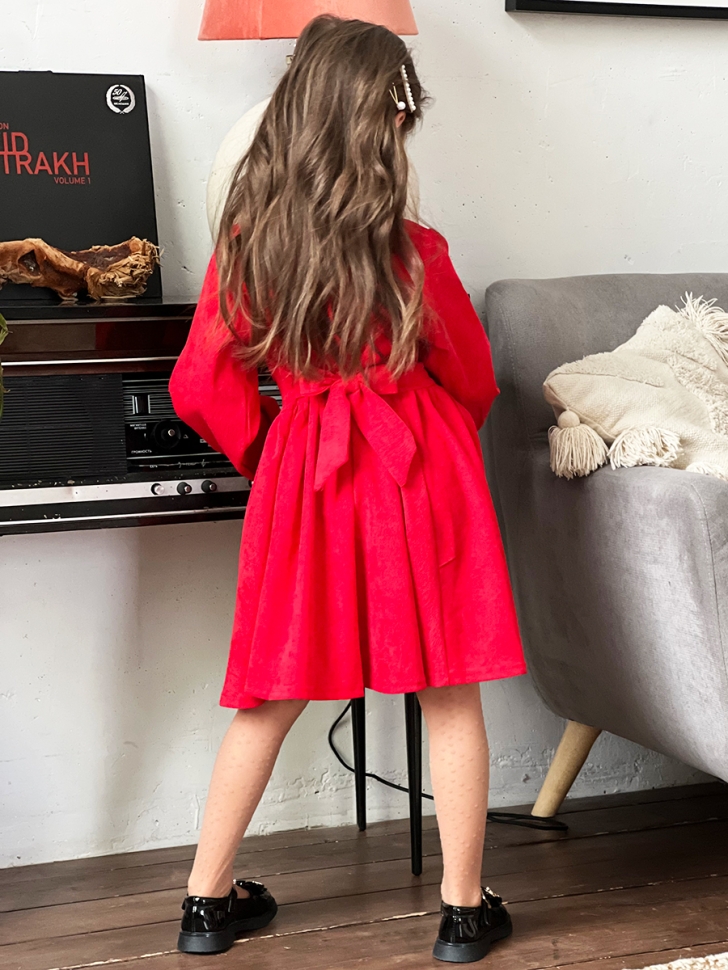 Платье для девочки школьное БУШОН ST73, цвет красный 