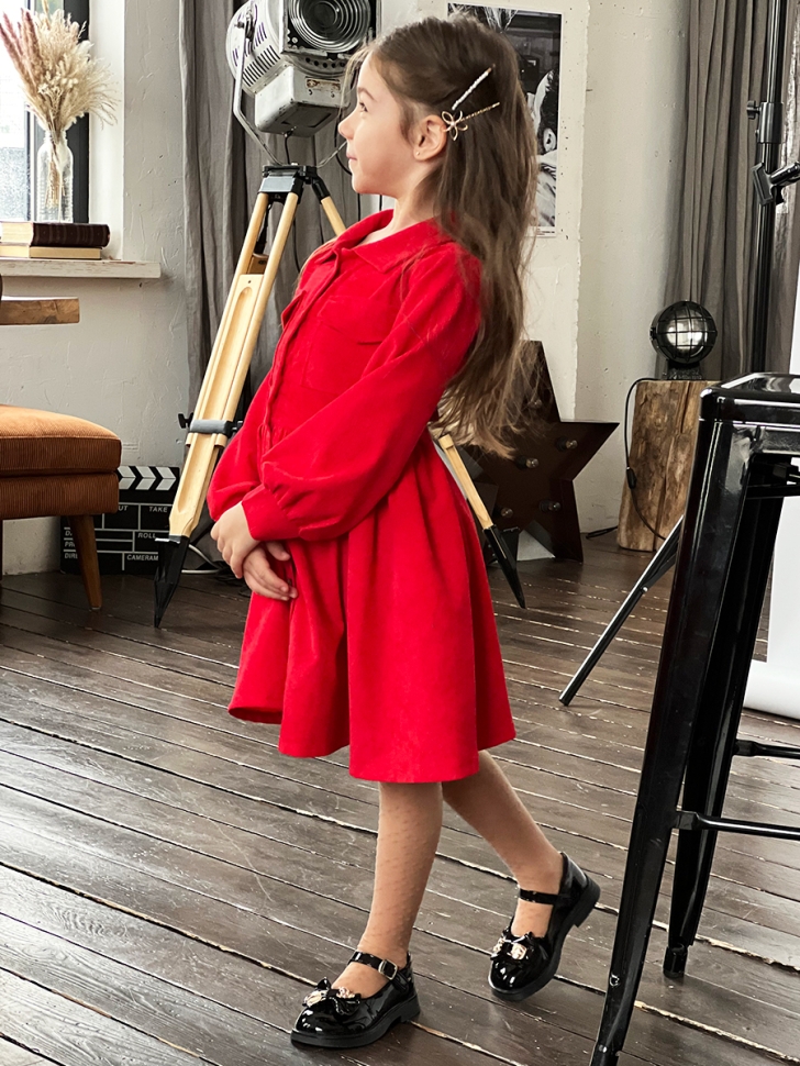 Платье для девочки школьное БУШОН ST73, цвет красный 