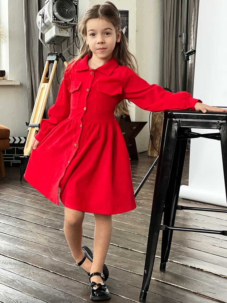 Платье для девочки школьное БУШОН ST73, цвет красный 