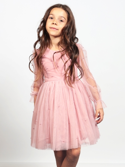 Платье для девочки нарядное БУШОН ST511, цвет пудровый