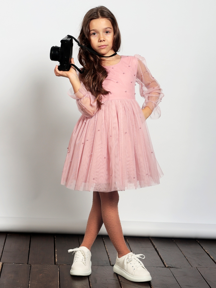 Платье для девочки нарядное БУШОН ST511, цвет пудровый 