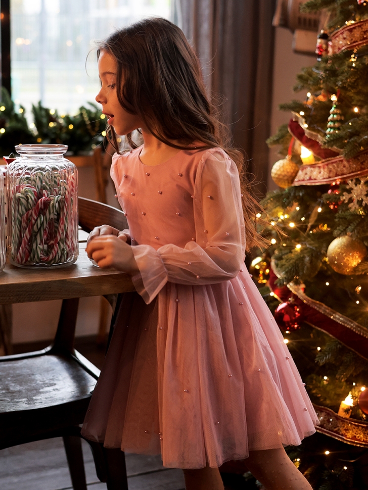 Платье для девочки нарядное БУШОН ST511, цвет пудровый 