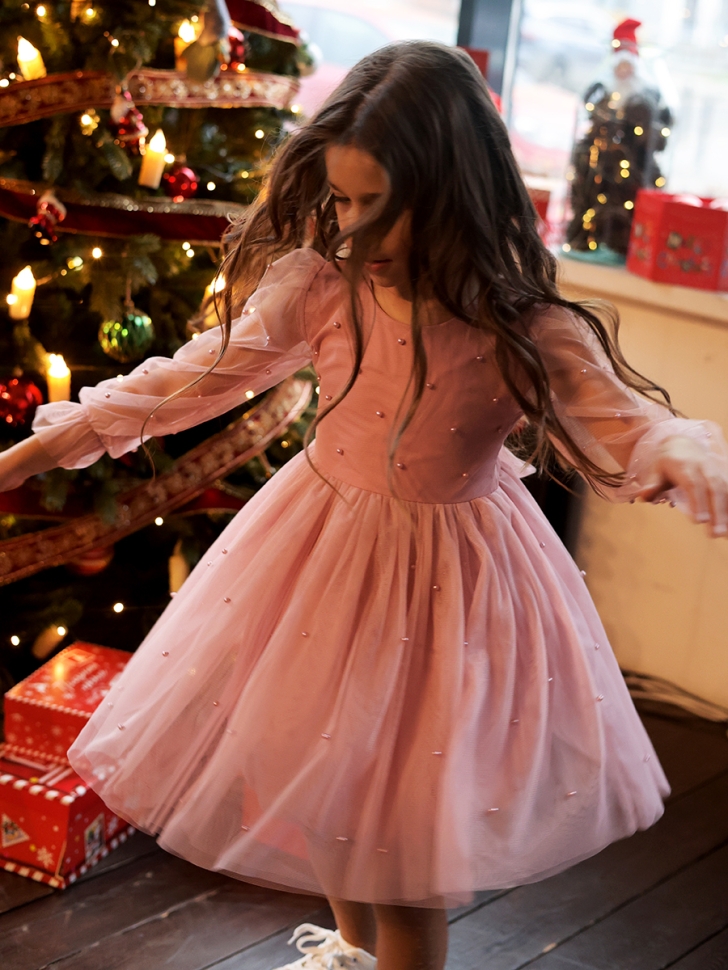 Платье для девочки нарядное БУШОН ST511, цвет пудровый 