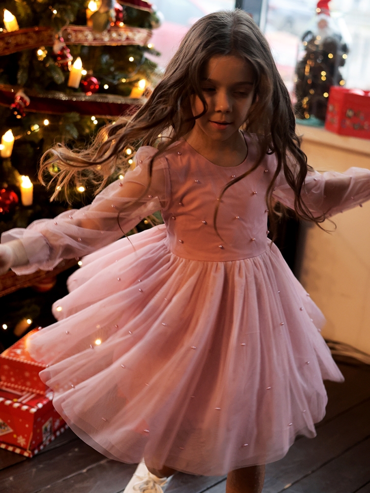 Платье для девочки нарядное БУШОН ST511, цвет пудровый 
