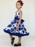 Платье для девочки нарядное БУШОН ST30, стиляги, цвет синий цветы 